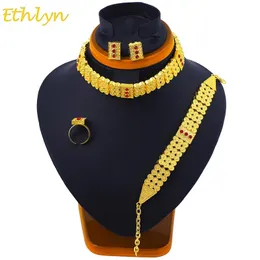 Кольца Ethlyn Choker Sets Эфиопские и Эритрейские традиционные ювелирные аксессуары золотого цвета Классические свадебные наборы S098