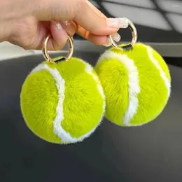 Keychains tennisbollplyschhänge mjukt fylld leksak fluffig nyckelring charm sport ryggsäck dekoration födelsedag present