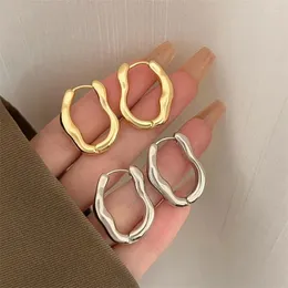 Hoop Earrings Trendy Metal Korean Square Ear Rings Fashion Design Irregular Minimalist For Women Mom Jewelry Gift