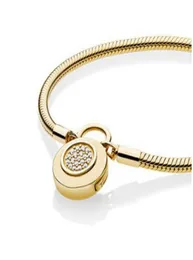 الأزياء الفاخرة الذهب الأصفر CZ Diamond Bracelets Original Box for 925 Silver Lock Chain Bracelet Women Jewelry3358968