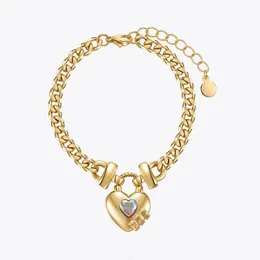Enfashion pulseira de zircônia colorida em forma de coração para mulheres aço inoxidável joias da moda cor dourada pulseiras festa b222277 240104