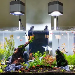 Microfones 220v Sunsun Fish Tank LED Full Spectrum Aquatic Plant Lâmpada Profissional Paisagem Pingente Down Light Grama Tank Lamp Clip Light