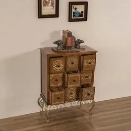 Piatti decorativi Armadietto del soggiorno Armadietto di stoccaggio verniciato in rilievo in stile europeo Camera da letto Cassettiera in legno massello Cassettiera