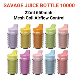 Savage Vape Juice Bottle 10000 vapes disposable puff bar 22ml 650mah 10000 puff vape bulk Airflow Control Mesh Coil Rechargeable 2% 3% 5% disposable cigarette china