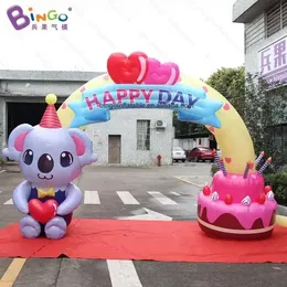 Swings New arrival 4x3mH decorative inflatable cartoon birthday arches blow up animal and cake arched door for event party decoration toy