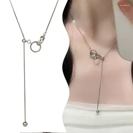Ketten Doppelring Verstellbare Anhänger Halskette Weibliche Dünne Kette Zierlicher Schmuck Für Mädchen Frauen Chic Temperament Halsband