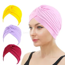 Nuove Donne Musulmane Berretto Interno Hijab Turbante Indiano Pieghettato Twist Berretti Cofano Cappello Ninja Cofano Perdita di Capelli Foulard Wrap Chemio Caps