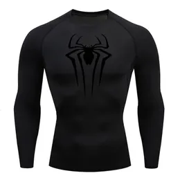 Compression Shirt Men's T-shirt långärmad svart topp fitness solskyddsmedel andra hud snabb torr andas casual lång t-shirt 4xl 240103