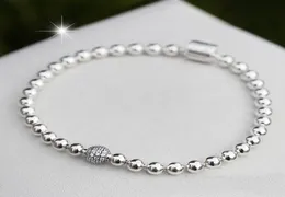 100% 925 STERLING Gümüş Boncuklu Bilezikler Kadınlar için CZ Strands DIY Takı Fit Charms Lady Hediye Orijinal Kutu1596432