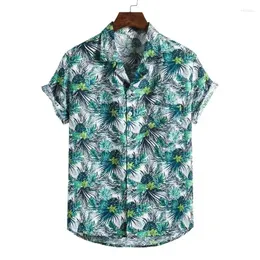 Chemises décontractées pour hommes 2024 Collection florale hawaïenne Manches courtes Lâche Grande taille Simple Polyvalent Mode Demi