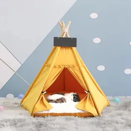 Tenda per gatti Letto per cuccia per cani con cuscino spesso per gatti Cani che dormono profondamente Tela per interni Morbido cucciolo indiano Teepee Forniture per animali domestici 240103