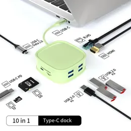 محطات إرساء الكمبيوتر المحمول Hubs Typec توسيع Dock USB Hub 10 في 1 أجهزة الكمبيوتر الطرفية للكمبيوتر مناسبة ل phablet