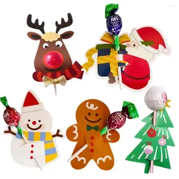 Dekoracja imprezy 30pcs Christmas Lollipop Card Cartoon Snowman Tree Santa Deer Karty na świąteczne dekoracje DIY