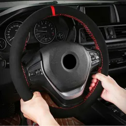 Steering Wheel Covers Fur Steering Wheel Cover For Car Universal 38cm Braided Car Steering Wheel Protection Cover Leather Anti Slip Interior PartsL24014