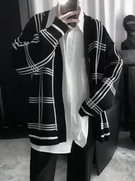Dzianin SWEATER męskie ubranie męskie męskie odzież Otwórz Przód Black Y2K Street Odzież grube Zimowe zamówienia zwykłe koreańskie bawełnę S 240104