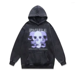 Mężczyzn z kapturem Goth Czaszki Drukuj wysokiej jakości bluza z kapturem w wysokości ponadzapielenia w bluzach Y K Tops Streetwear Vintage ubrania