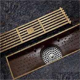 Drains Antique Brass Square Floor Bathroom Linear Shower European Drain Wire Strainer Art Carved Er Waste Drainer G50 Drop Delivery Dhybn