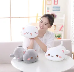 Kawaii Cat Plush Toy Stuffed 35cm 50cm 65cm Lying Cat Pillow White Grey Kids Toys Birthday Gift for Children 2205162386772