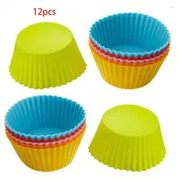 Pişirme Kalıpları 12 PCS Silikon Kek Kalıp Yuvarlak Muffin Cupcake Liner Tatlı Çikolatalı Bardak Q1ja