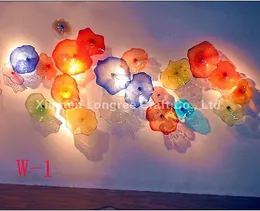 Lampes murales avec motifs en spirale, lampes en verre soufflé à la main, bol/plateau, Style Murano, Orange, bleu, jaune, 16 pouces, LRW0061