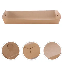 Einweggeschirr, 50 Stück, Papier-Serviertablett, Kraftbeschichtung, Bootsform, Snack, offene Box, Pommes Frites, Huhn (20 x 6,3 cm)