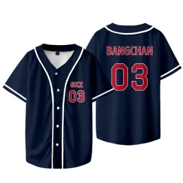 KPOP Stray Kids Chaotic Skz Baseball Jersey T-Shirt Felix Bangchan Changbin Hyunjin Seungmin Lee تعرف على الأكمام القصيرة المحملات الرسومية