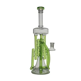 Gridding Narghilè Bong in vetro Recycler Pipa ad acqua per fumatori Dab Rig Altezza 31 cm con giunto 14 mm