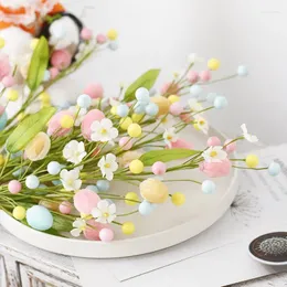 Декоративные цветы 50 см пасхальное яйцо ветка дерева красочный пенопластовый цветок искусственное растение DIY украшение для домашнего стола праздничные атрибуты