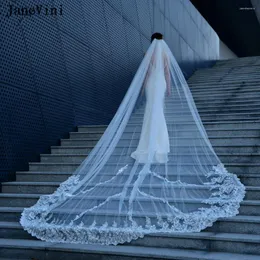ブライダルベールJanevini Luxury One Layer Ivory Wedding Veil with Comb Cathedral Aptiques Pearls Tulle for Bride Accessories