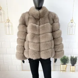 Blazers 2022 novo 60cm casaco de pele feminino quente elegante natural pele de raposa jaqueta colete gola manga longa casaco de couro atacado quente