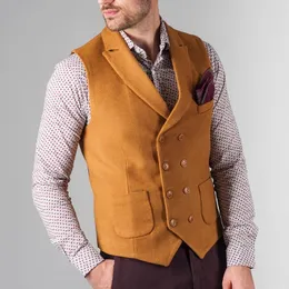 Blazer Gilet da uomo in lana doppio petto formale gilet da lavoro casual giacca slim sartoriale senza maniche Chaleco sociale