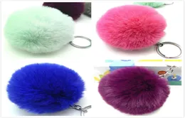 8см Y ключевые цепи софтбол Pompom Compom Compome Cute Fake Rabbit Murs for Women Bag Cars Pom Pom Keyring Подвеска Porte Clef Charm2312040052