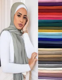 Lenços Plain Jersey Hijab Cachecol Mulheres Muçulmanas Algodão Modal Long ScarvesHeadband Turban Shawl Lenço Islâmico Cabeça Wraps7724693