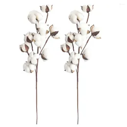 装飾的な花10ヘッド乾燥綿の茎シミュレーションフラワーフィラーフローラル装飾DIYウェディングデコレーションファームハウススタイル人工