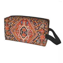 Borse per cosmetici Borsa Kilim turca tribale persiana antica di grande capacità Custodia per trucchi di arte etnica bohémien vintage di grande capacità