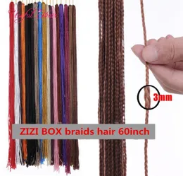 Moda 60 cali długość szydełka Zizi Warkocz włosy syntetyczne warkocze Micro Box Braids szydełka przedłużanie włosów Marley dla czarnych WOM3877756