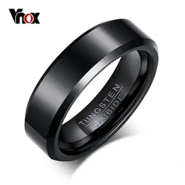 Bröllopsringar Vnox Black Tungsten Carbide Mens Wedding Ring Förlovningsring Mens smycken 6mm Wide Anillos 240103