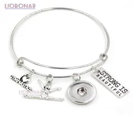 Charm Bracelets 10PCSLOT Whole I Love Gymnastics Bracelet Gymnast Bangle Sport Gifts Jewelry Adjustable Snap16549362