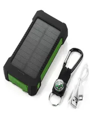 20000mAh Solar Power Bank Charger med LED -ficklampa Compass campinglampa Dubbelhuvud Batteripanelen Vattentät utomhusladdning C9943482