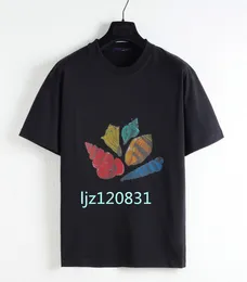24SS Summer Najnowsze męskie t-shirt z krótkim rękawem hawajski styl nadrukowany wzór damskiej mała okrągła szyja swobodny czysty bawełniany t-shirt para