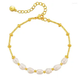 Bracelets de charme ALLME Arrivée 18K véritable plaqué or en laiton véritable perles d'eau douce perles brin perlé pour les femmes accessoires