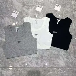 Kadın tank üst tişört örgü normal kısa yelek sweatshirt dişli kapanış kolsuz ince moda maç moda trend kıyafetleri436465