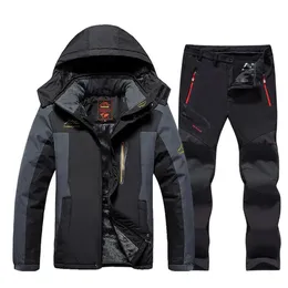 Men's Ski Suit Brands Windproof Waterproof Thicken Warm Snow Coat Winter Skiing And Snowboarding Jacket and Pants Set 240104