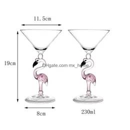 Copos de vinho criativos flamingo copo de copo de bordeaux cocktail champanhe cambista de festas drinques drinkware de casamento presente em casa bebida gota de dhrvs