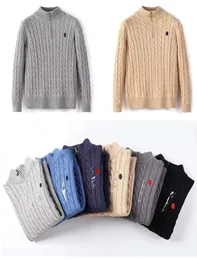 مصمم سترة للرجال Polo Wool Ralph Shirt Shicay Half zip turtleneck Dark Jumper Slim Knit Lauren Cotton Swetshirt 0009