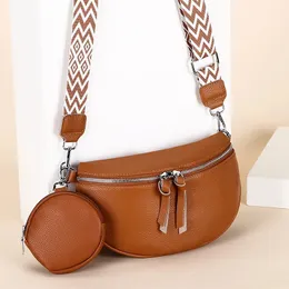 100 Genuine Leather Women Shoulder Crossbody Bags 2023 Luxury Cow Chest Bag With Small Purse Female Handbags Waist 240103