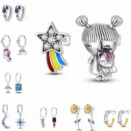 925 Silber Ohrringe Mädchen Stern Libelle Einhorn 2023 Neue echte 925 Sterling Silber Roségold süße CZ Ohrstecker Hochzeit Verlobung Schmuck Geschenk