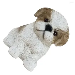 Decorações de jardim Lifkome Shih Tzu Dog Adorno Estátua fofa Adorável Filhote de cachorro Estatueta de mesa Escultura de resina Sala de estar Escritório