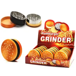 Hamburger Herb Grinder Smoking Accessories 3 Layers 55mm Diameter Plastic Zinc Alloy Tobacco Hand Control Grinders Crusher