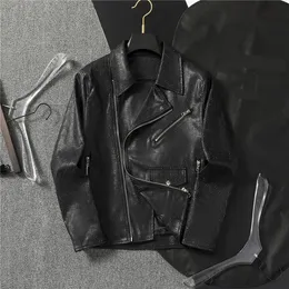 New Fashionable Leather Jackets and Leather Clothes for Men's Standing Collar Motorcycle Wear in Autumn and Winter M-3XL